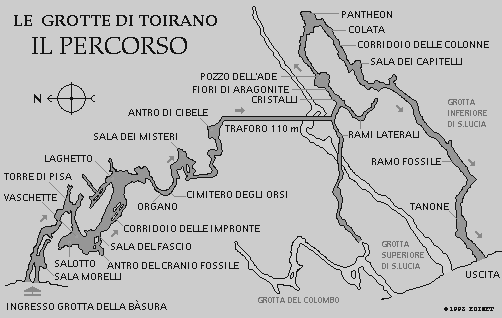 Mappa percorso Grotte di Toirano